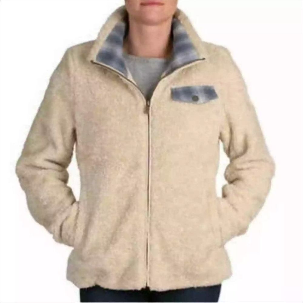 Pendleton Cream Teddy Jacket with Blue Trim